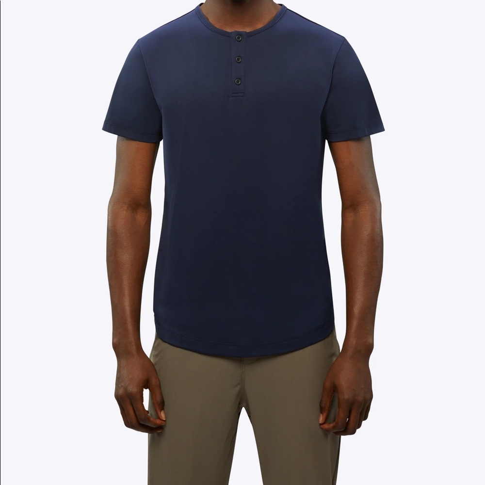 Cuts Clothing - AO Henley Curve-Hem - Pacific Blue